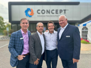 Pictured left to right: Andrew Hecker, CEO of Concept, Michael Bergmann, leader of Inspection Engineering, Todd Gibson, leader of American Calibration, and Kendal Norberg, President of Metrology of Concept.